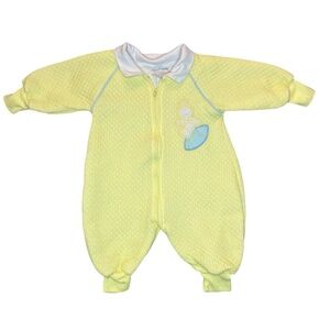 Vintage 80's Giltknits Yellow Bunny & Football Sleeper 3/6 M